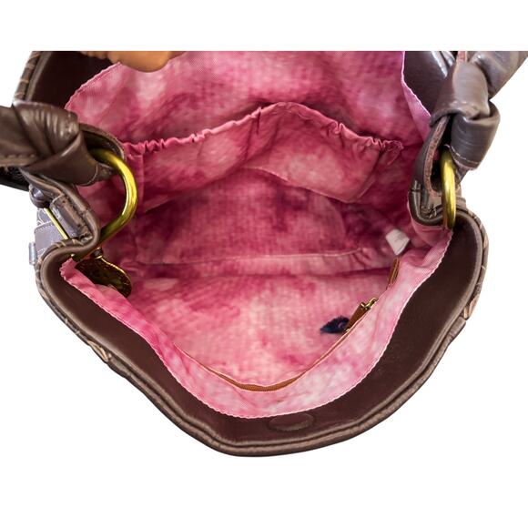 The Sak Womens Brown Leather Leaf Print Hobo Bag - Picture 6 of 13